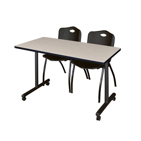 Kobe Rectangle Tables > Training Tables > Kobe Mobile Table & Chair Sets, 48 W, 24 L, 29 H, Maple MKTRCC4824PL47BK